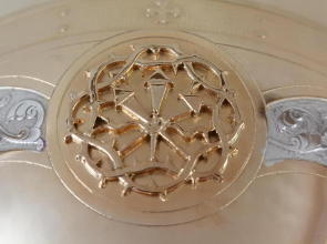 Solid silver gilt antique French Romanesque Chalice.